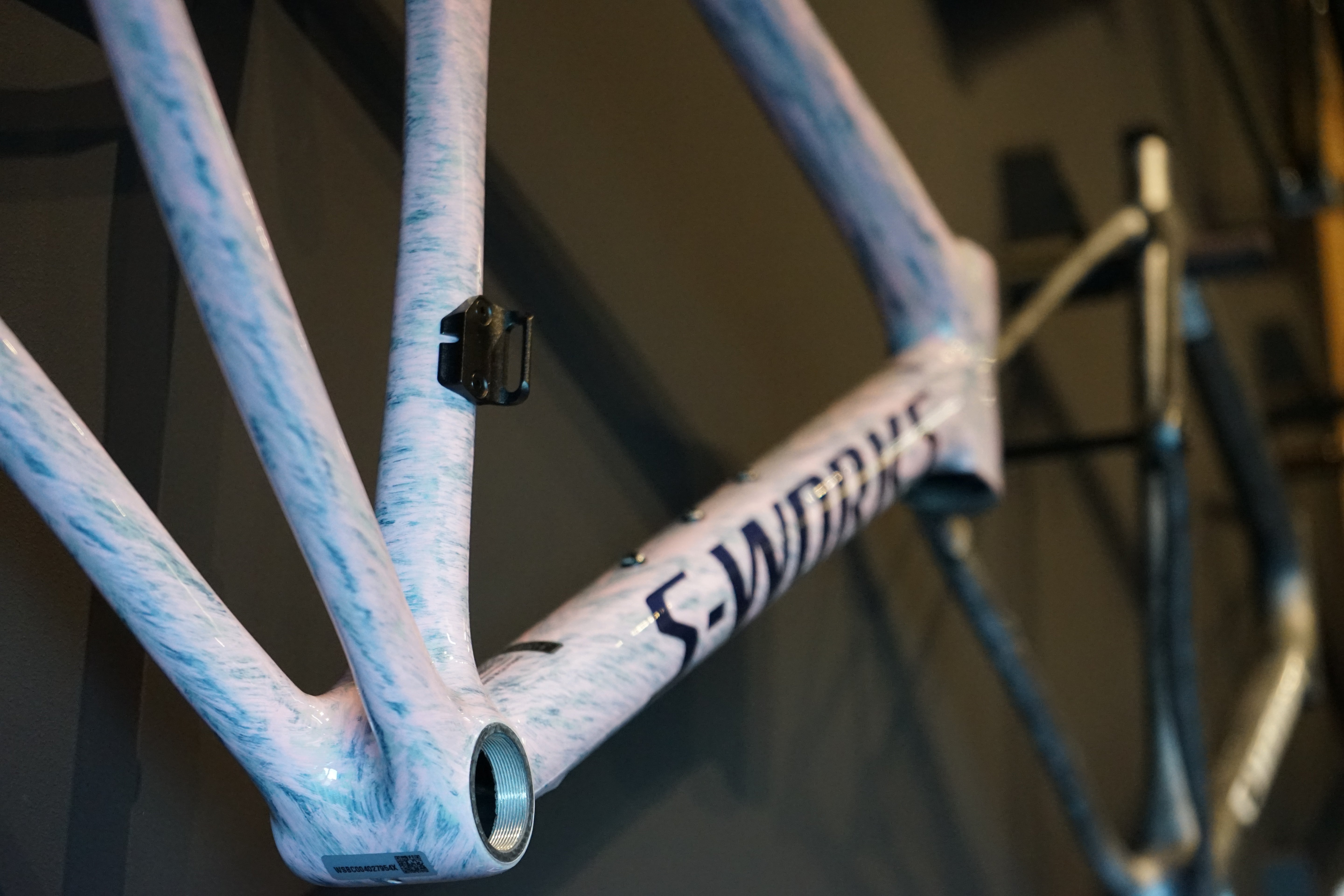 Specialized S-Works Tarmac SL8 Rahmenset Gloss Dolomite Metallic / Directional Brush / Blue Majesty Metallic