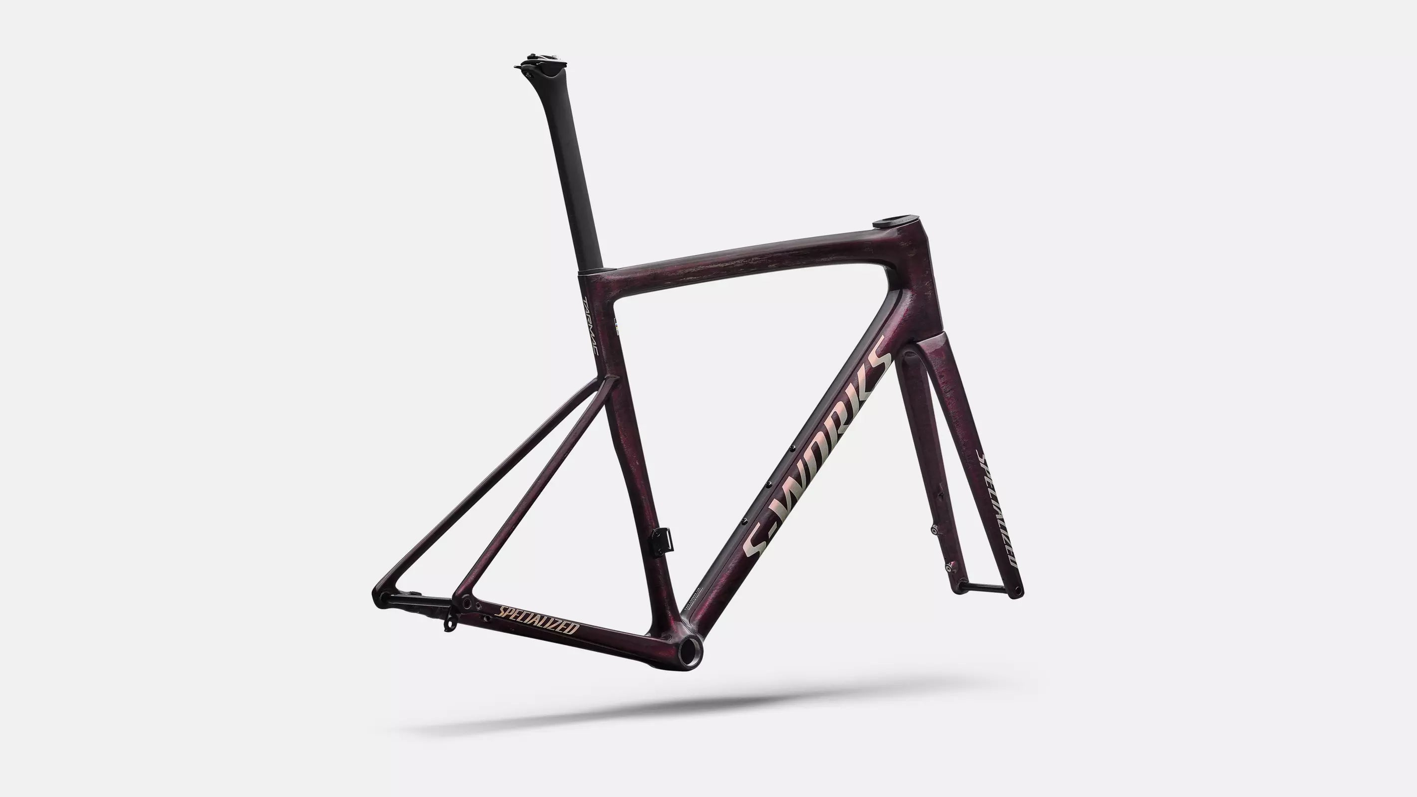Specialized S-Works Tarmac SL8 Rahmenset Gloss Carbon / Bordeaux Metallic + Nebula Directional Brush / Pearl Over White