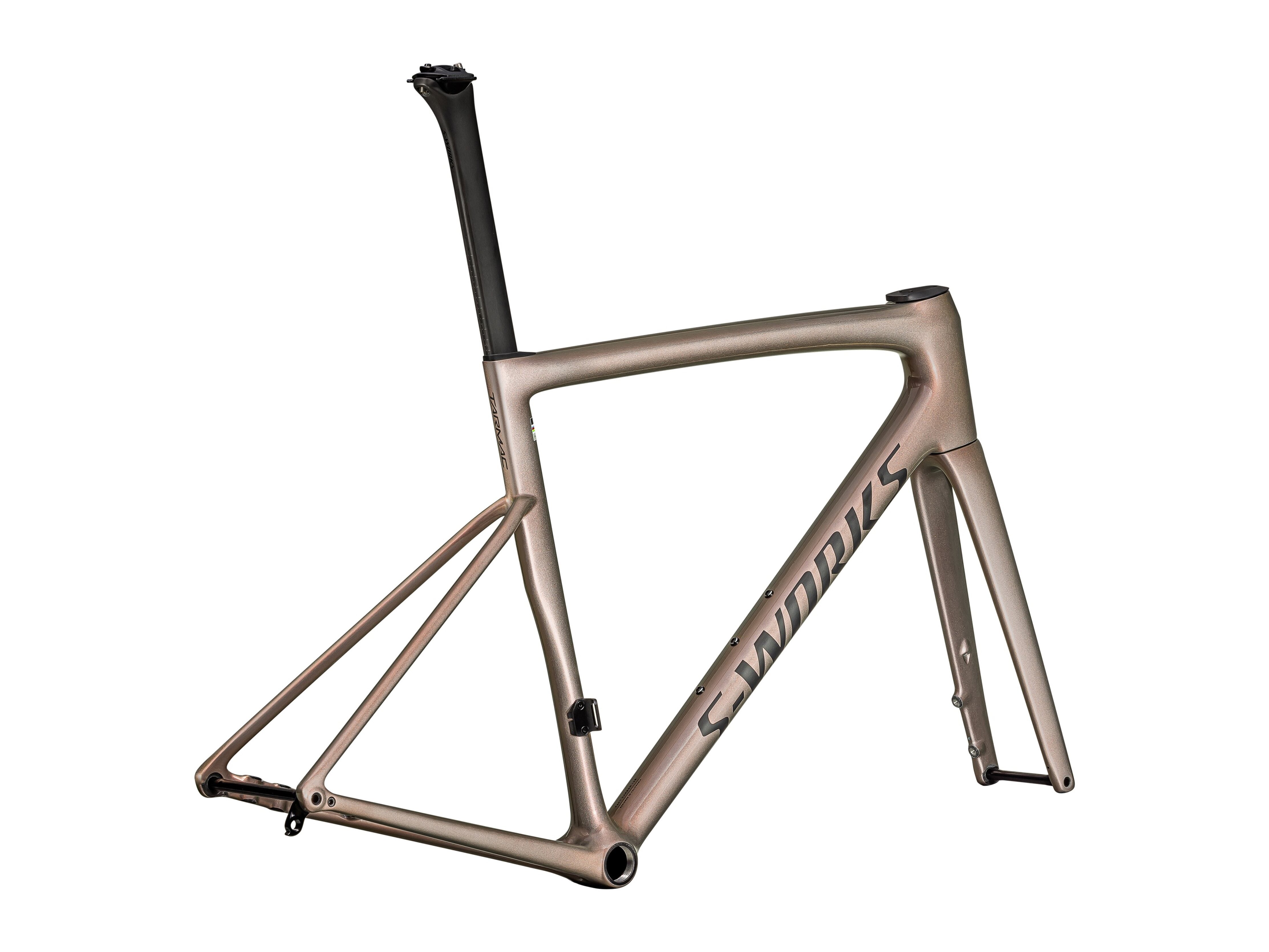 Specialized S-Works Tarmac SL8 Rahmenset Gloss Viavi Red Gold Over Silver / Satin Metallic Obsidian