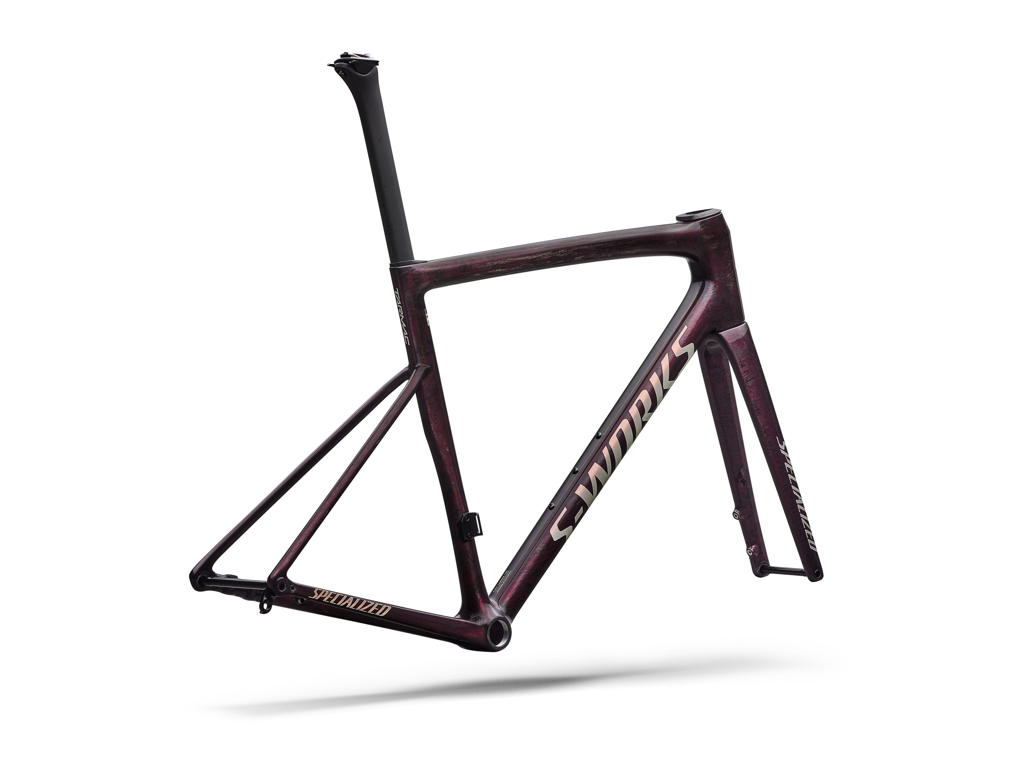 Specialized S-Works Tarmac SL8 Rahmenset Gloss Carbon / Bordeaux Metallic + Nebula Directional Brush / Pearl Over White