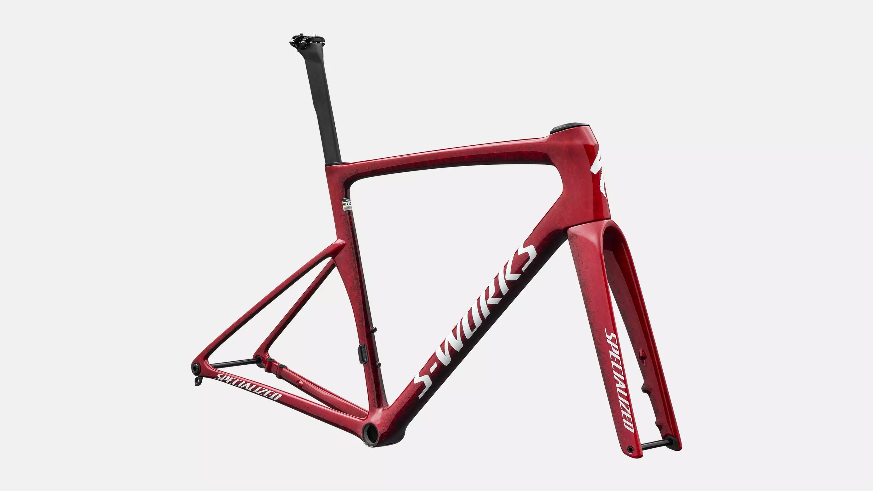 S-Works Tarmac SL9 Rahmenset – Gloss Vivid Red / Tarmac Black / White Silver Metallic – 54