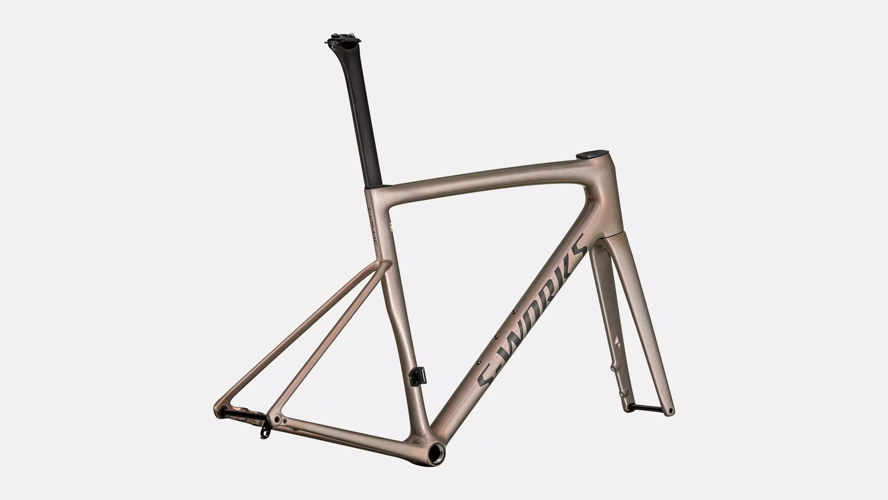 Specialized S-Works Tarmac SL8 Rahmenset Gloss Viavi Red Gold Over Silver / Satin Metallic Obsidian
