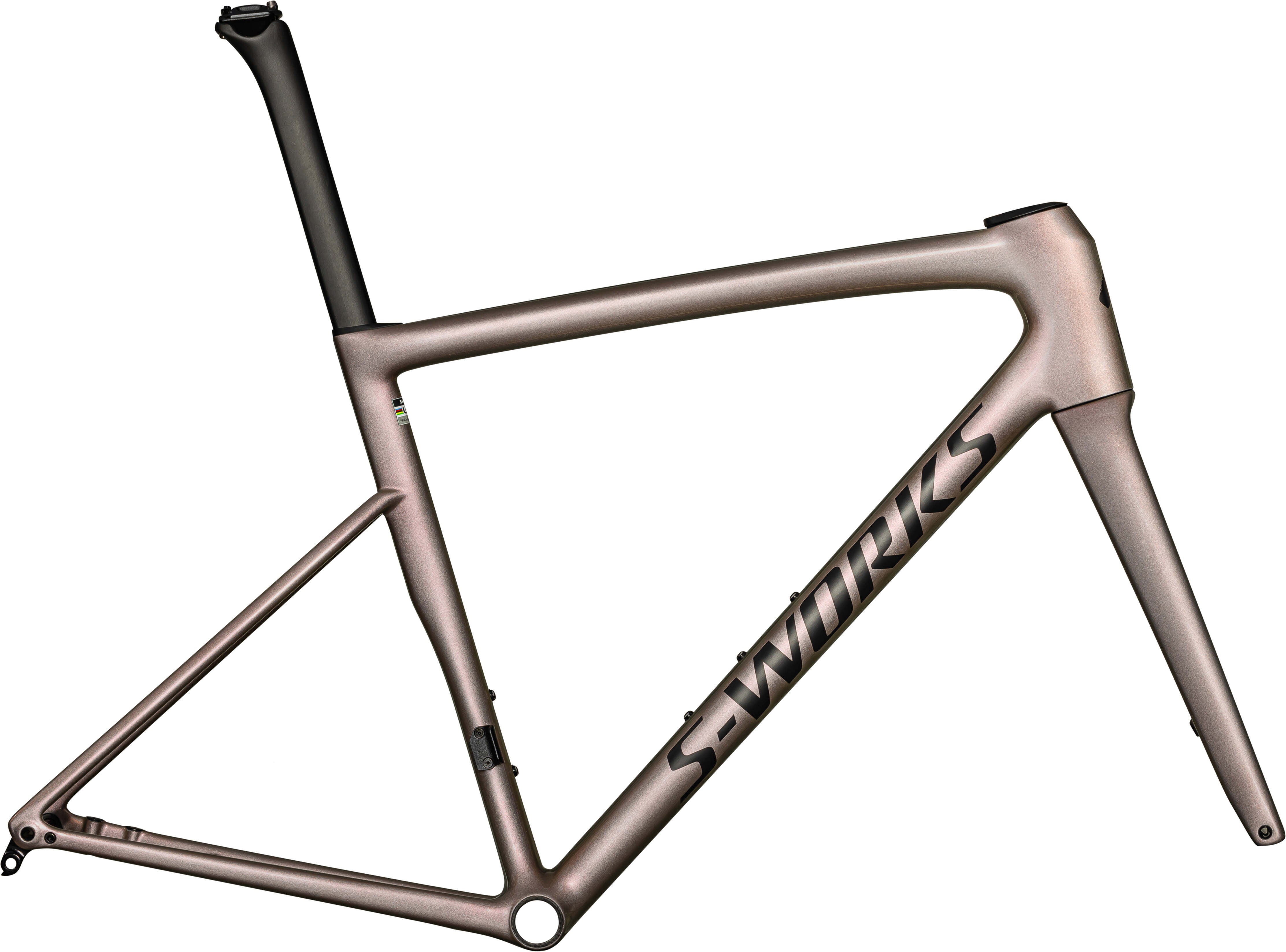 Specialized S-Works Tarmac SL8 Rahmenset Gloss Viavi Red Gold Over Silver / Satin Metallic Obsidian