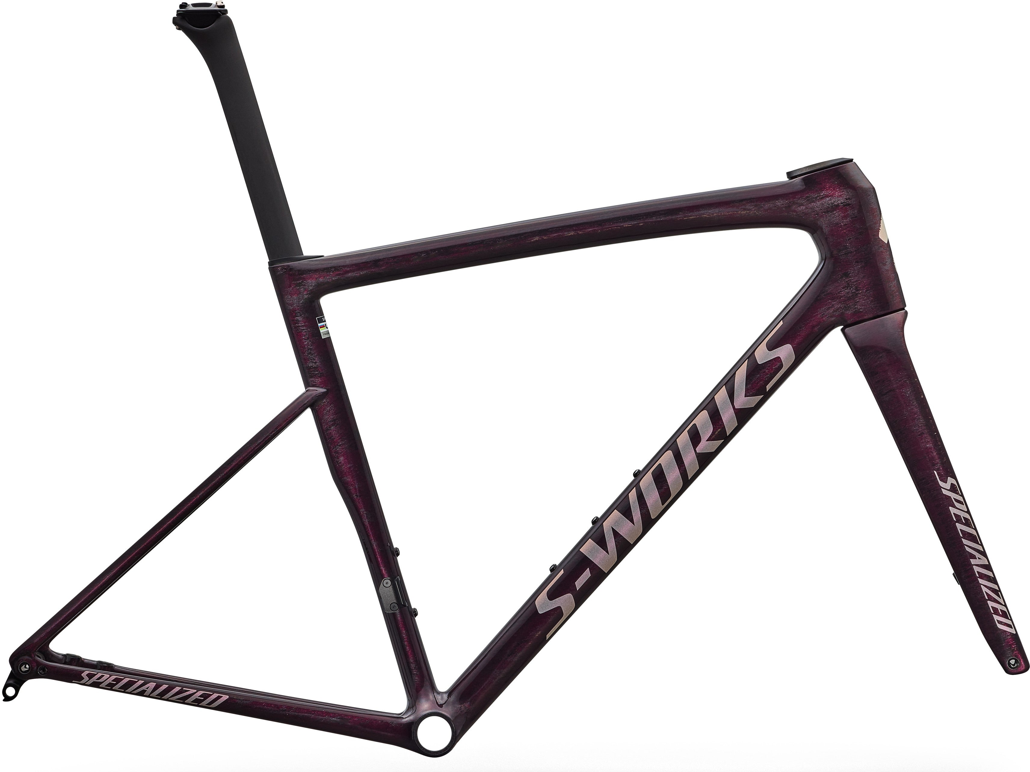 Specialized S-Works Tarmac SL8 Rahmenset Gloss Carbon / Bordeaux Metallic + Nebula Directional Brush / Pearl Over White