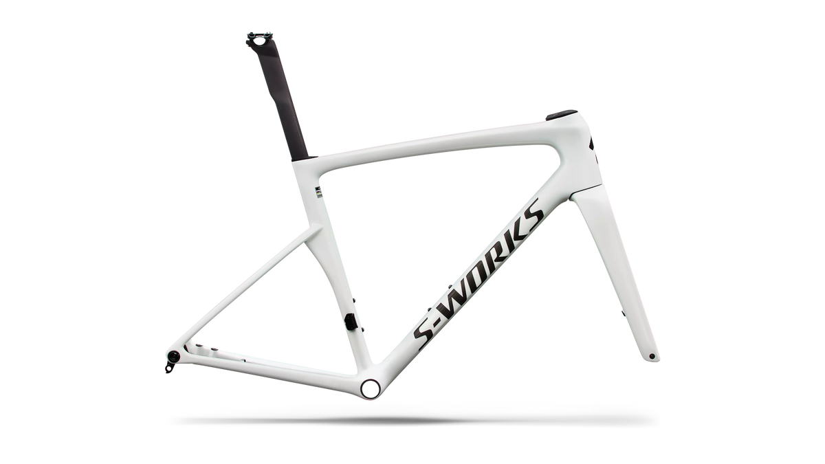 S-Works Tarmac SL9 Rahmenset – GLOSS WHITE SILVER METALLIC / OBSIDIAN METALLIC – 54